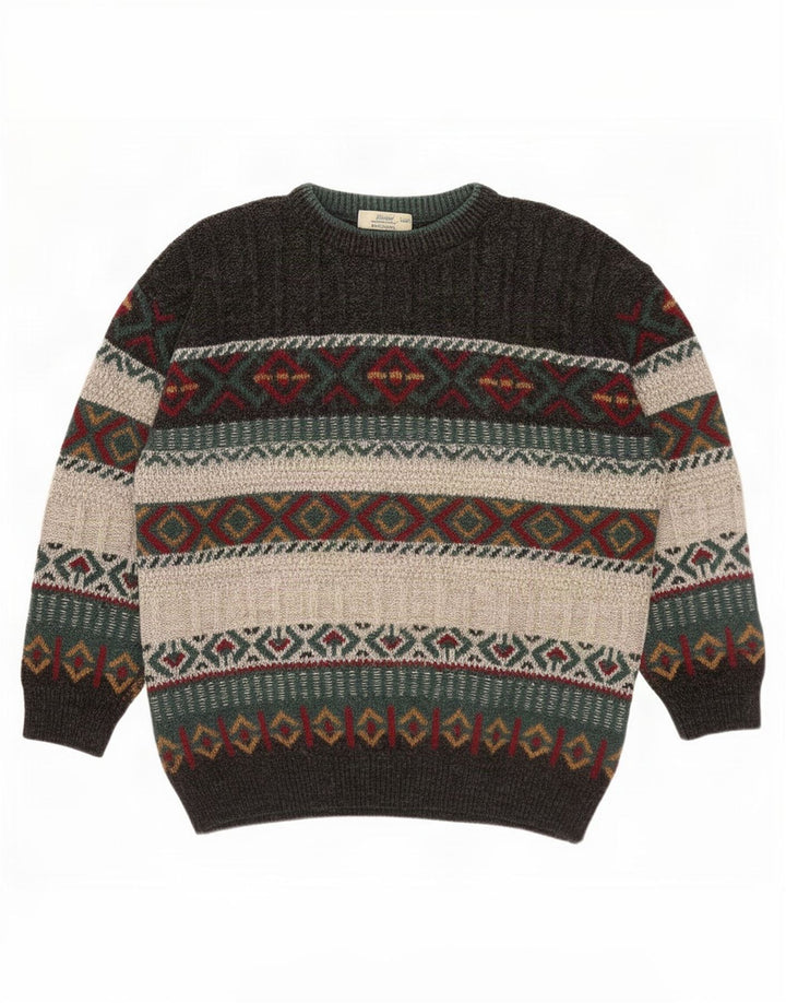 Męski sweter St. Bernard z okrągłym dekoltem, średnio szary, geometryczny akryl