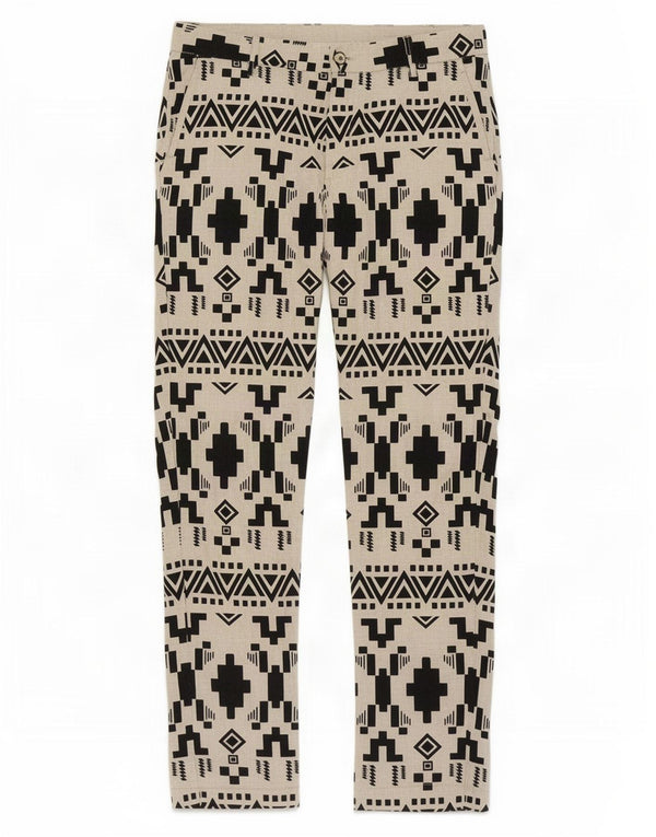 Męskie spodnie chino Zara EU 40 Medium W31 L32 Białe geometryczne lniane