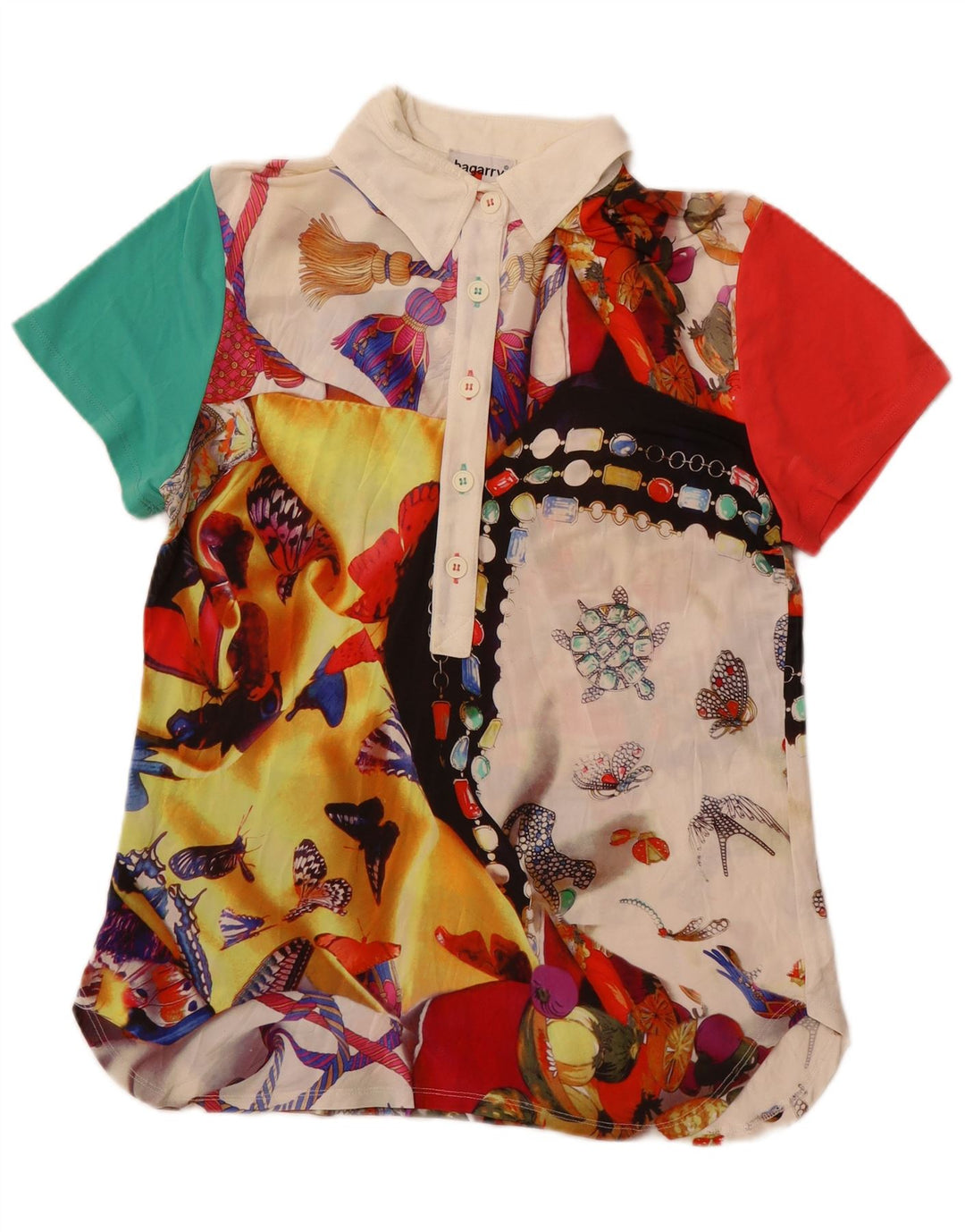 BAGARRY Damska bluzka koszulowa z pulowerem UK 12 Średni wielobarwny patchwork