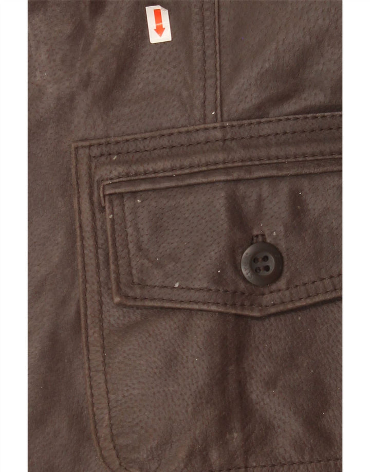 STREET ONE Womens 3 Button Blazer Jacket UK 16 Large  Brown Leather Vintage Street One and Second-Hand Street One from Messina Hembry 