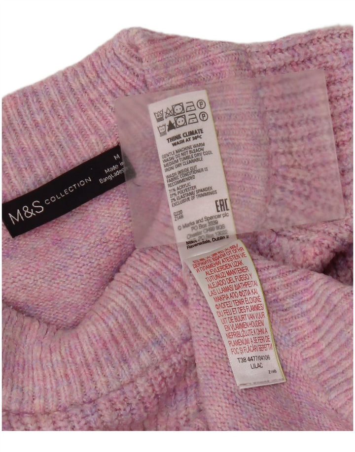 Marks & Spencer Damski sweter z okrągłym dekoltem, UK 14, średni różowy akryl