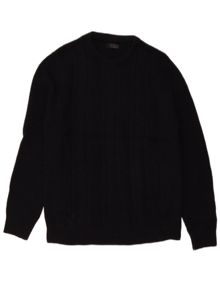 Męski sweter z okrągłym dekoltem Zara, średni granat