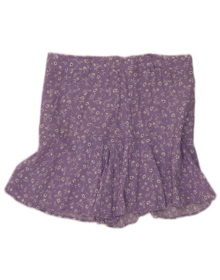 Damska spódniczka mini Zara Medium W28 Fioletowa wiskoza w kwiaty