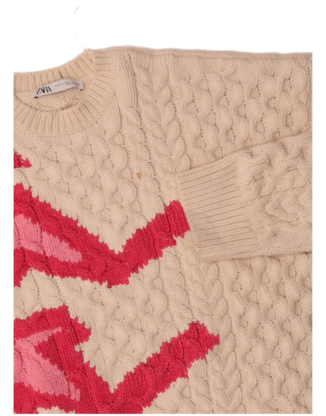 Damski sweter z okrągłym dekoltem Zara UK 14, średni, złamany biały poliester