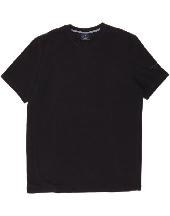 T-shirt męski TRUSSARDI JEANS, średni czarny, bawełniany