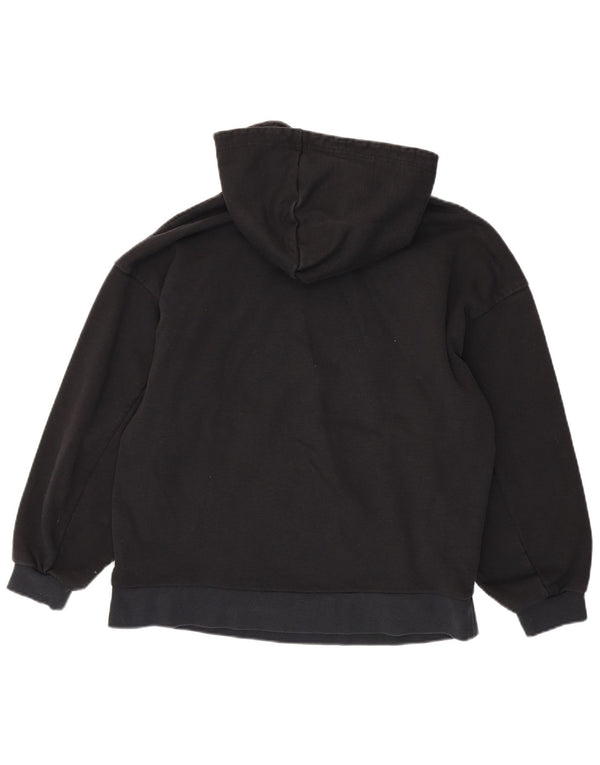 Damski sweter oversize z kapturem ADIDAS UK 10, mały, czarny, z bawełny w kwiaty