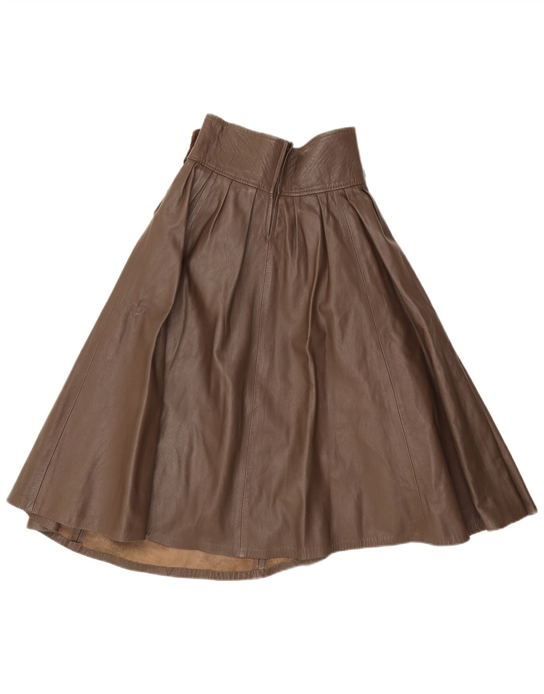 Vintage damska skórzana rozkloszowana spódnica IT 42 Medium W26 Brown