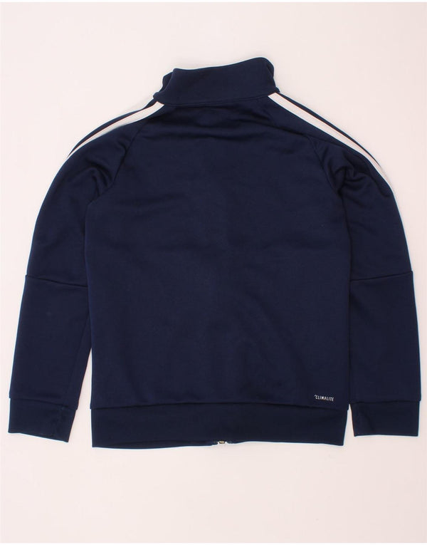 ADIDAS Boys Climalite Tracksuit Top Jacket 7-8 Years Navy Blue Polyester