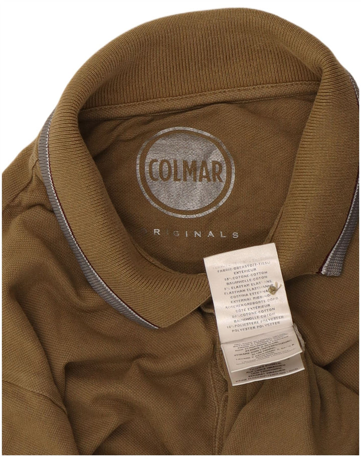 Męska koszulka polo Colmar z grafiką, średnia bawełna khaki