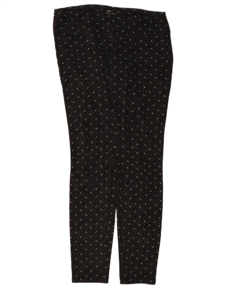 Damskie legginsy Nike Dri Fit UK 14, duże, czarne w cętki