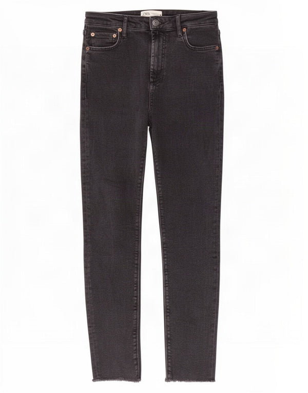 Damskie jeansy obcisłe z wysokim stanem Zara EU 38 Small W28 L29 Czarna bawełna