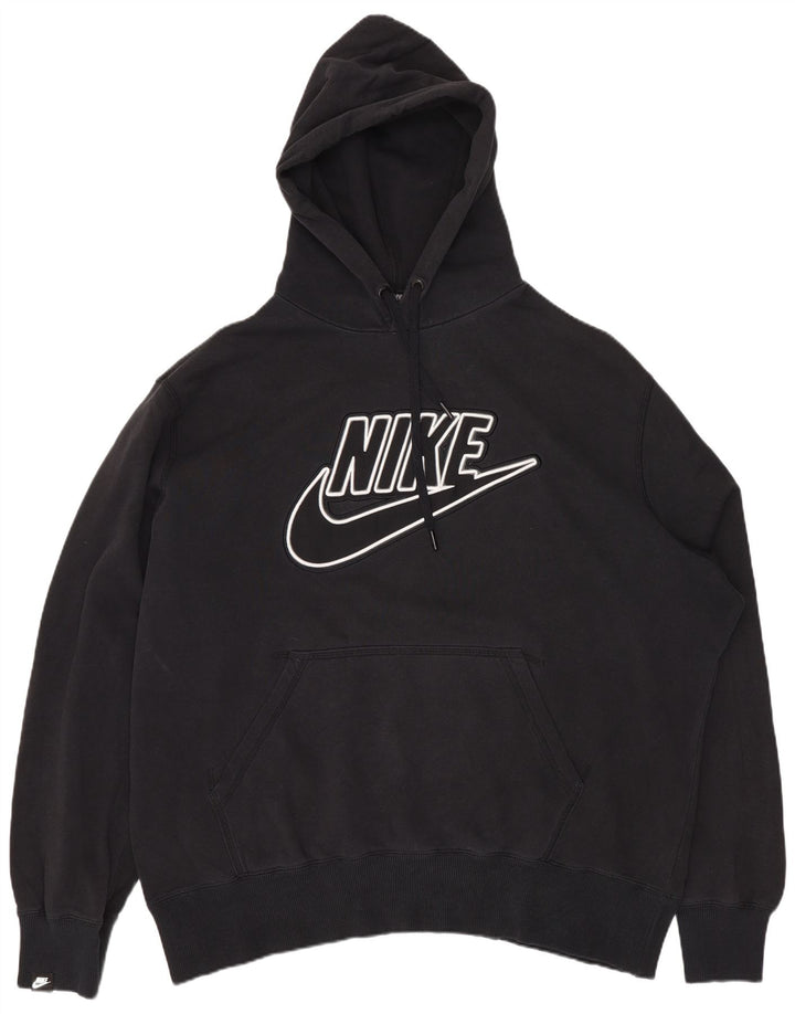 Damski sweter z kapturem NIKE z grafiką, oversize, UK 18 XL, czarny, bawełniany