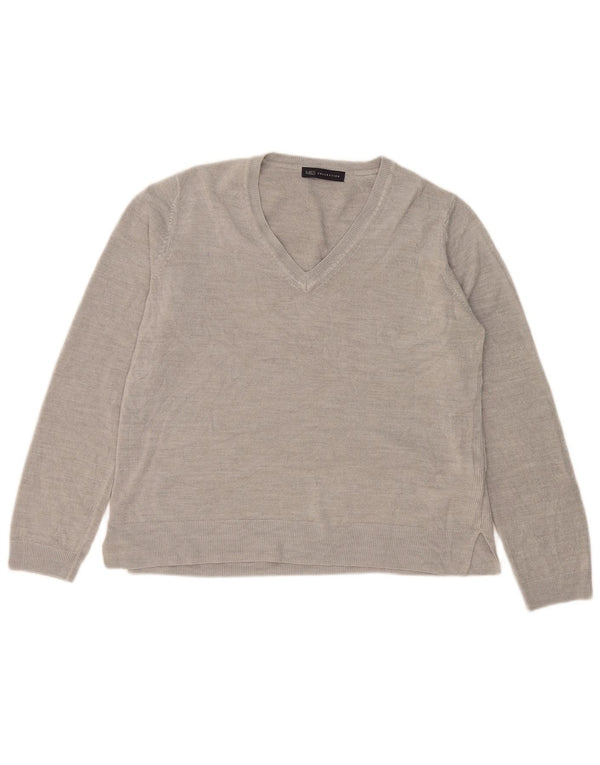 Marks & Spencer Womens V-Neck Jumper Sweater UK 18 XL  Grey Acrylic