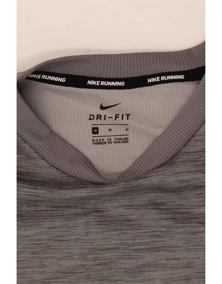 Męska koszulka Nike Dri Fit z długim rękawem, średnio szara, nakrapiana