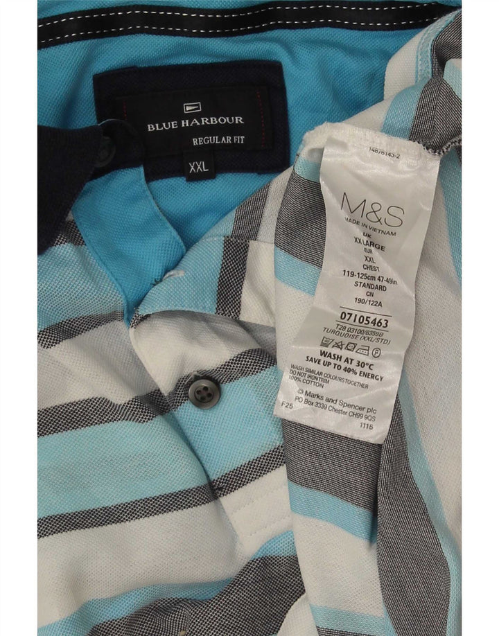 Męska niebieska koszulka polo Marks & Spencer Harbor 2XL w wielokolorowe paski