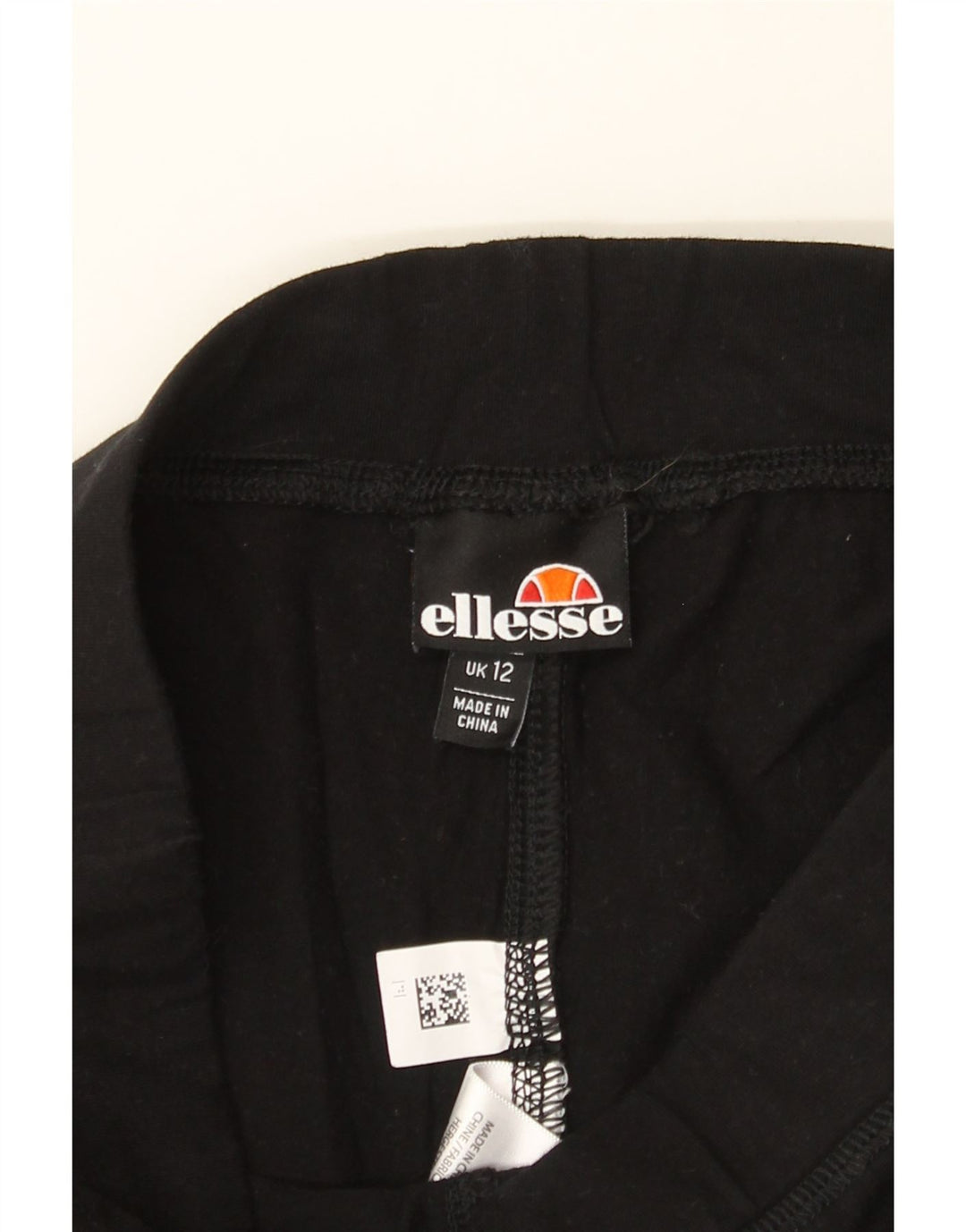 ELLESSE Womens Graphic Leggings UK 12 Medium Black Cotton Vintage Ellesse and Second-Hand Ellesse from Messina Hembry 