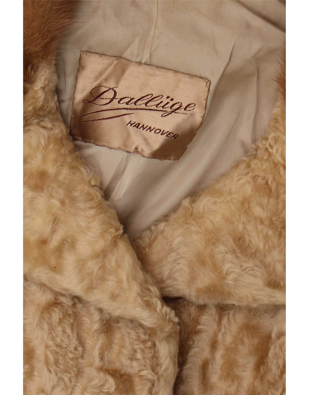 Vintage damska kurtka ze sztucznego futra UK 10 Small Beige