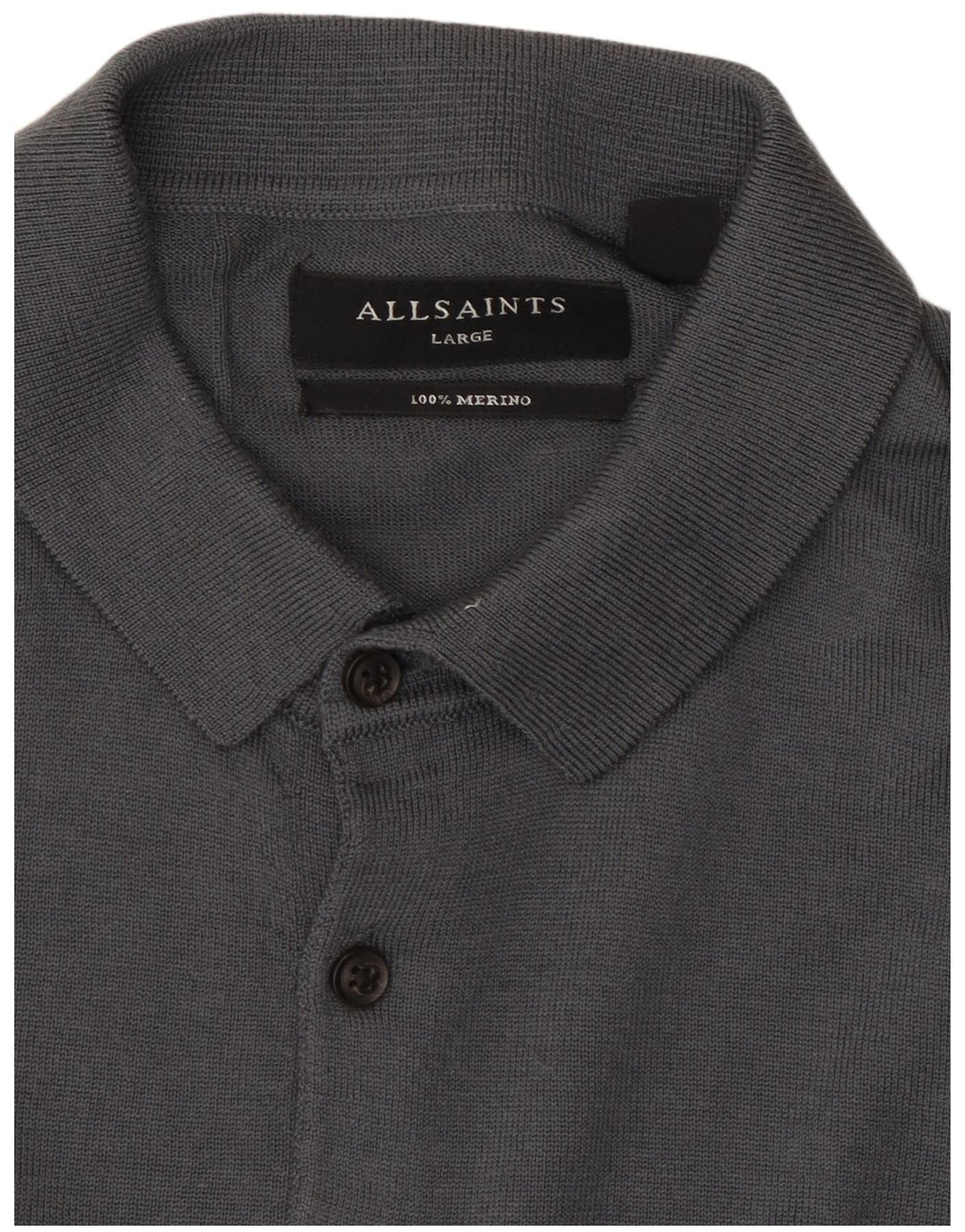 Męski sweter polo All Saints, duży, szary, wełniany