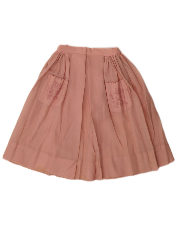 Vintage damska plisowana spódnica w kształcie litery A W20 2XS w różowe kwiaty