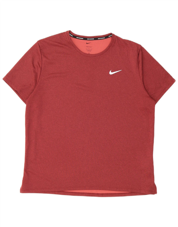 Męski T-shirt do biegania Nike, duży, bordowy poliester