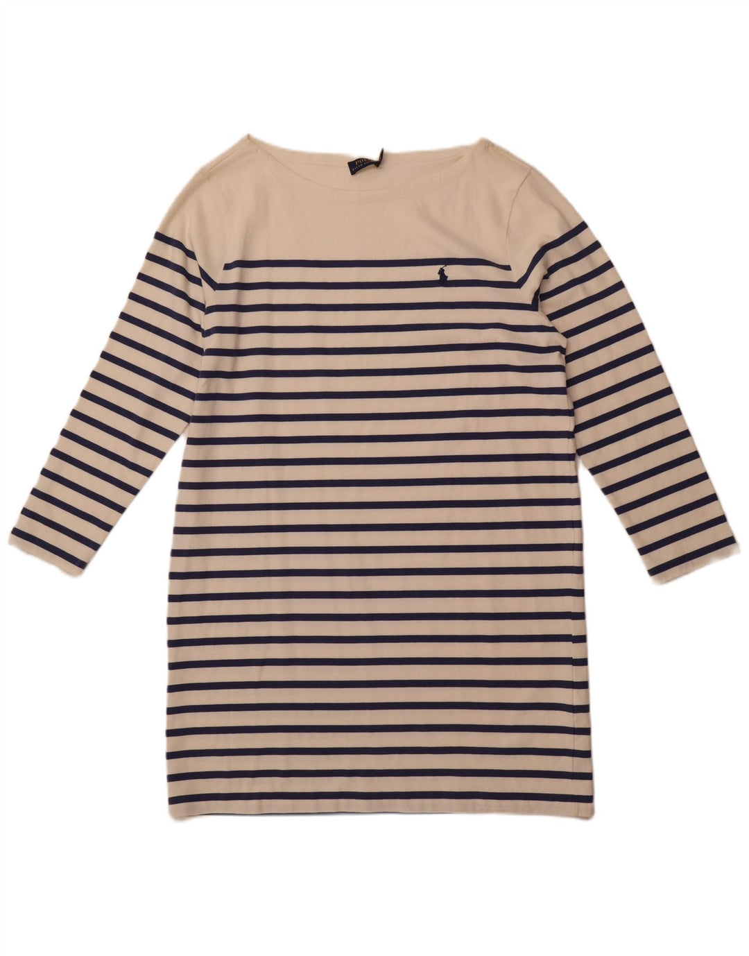 POLO RALPH LAUREN Damska sukienka T-shirtowa z długim rękawem UK 18 XL w białe paski