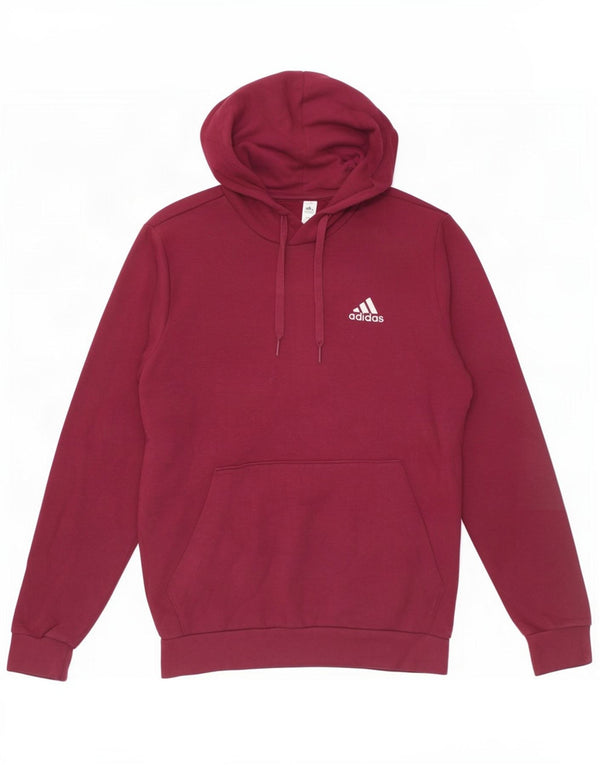 Adidas Męska bluza z kapturem, mała, bordowa, bawełniana