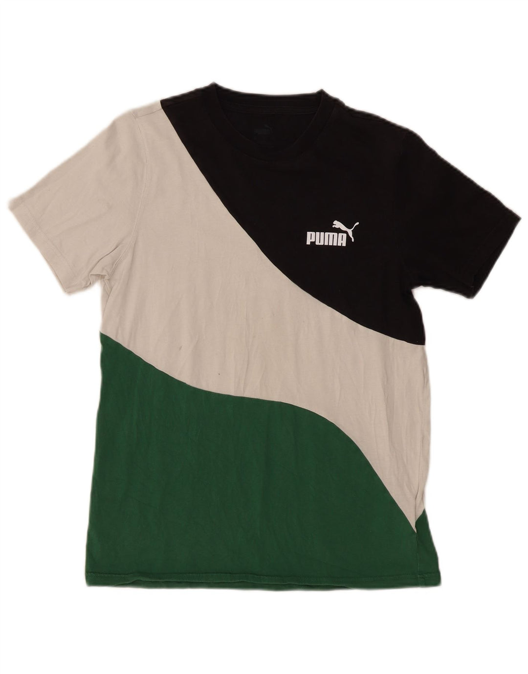 T-shirt męski Puma, mały, wielokolorowy, bawełniany z blokami kolorów