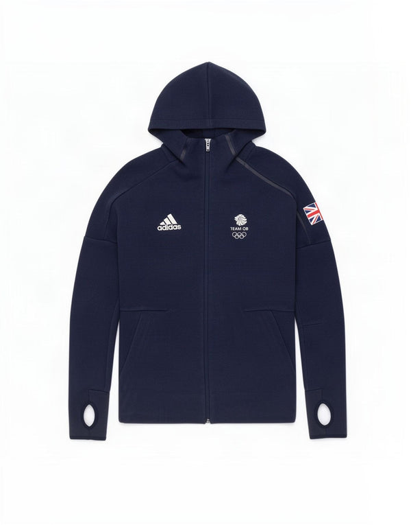 Bluza z kapturem Adidas Womens Team GB Zip UK 8 Mały granatowy poliester