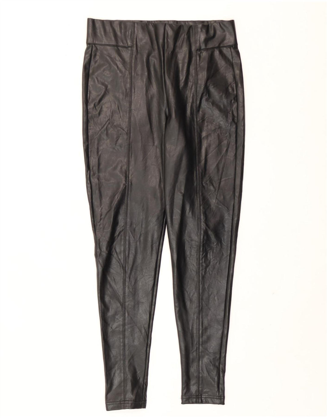 Damskie legginsy Marks & Spencer ze sztucznej skóry UK 12, średni czarny poliester