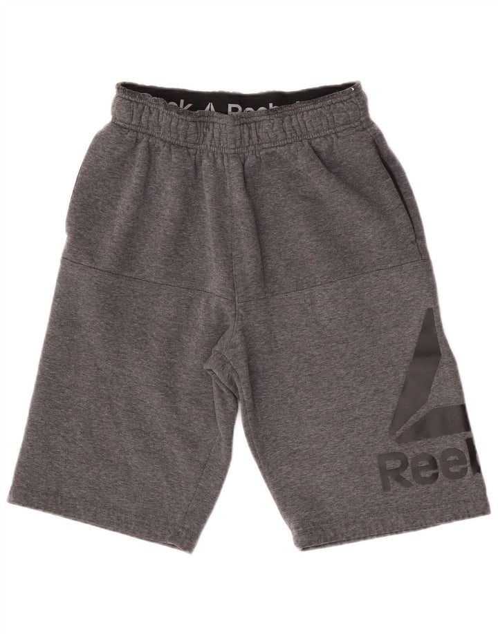 Męskie spodenki sportowe Reebok z grafiką, małe, szare, bawełniane
