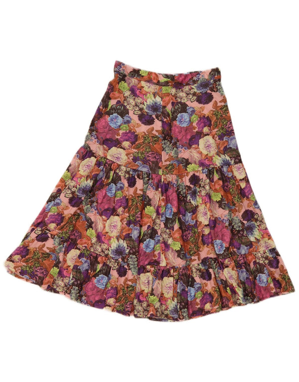 Vintage Womens Tiered Skirt W24 XS Multicoloured Floral
