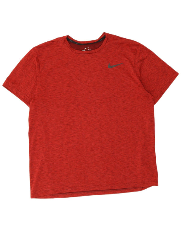 Męski T-shirt Nike Dri Fit Top XL, czerwony, nakrapiany poliester