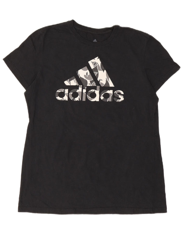 Adidas Womens Graphic T-Shirt Top UK 16 Large Black Cotton