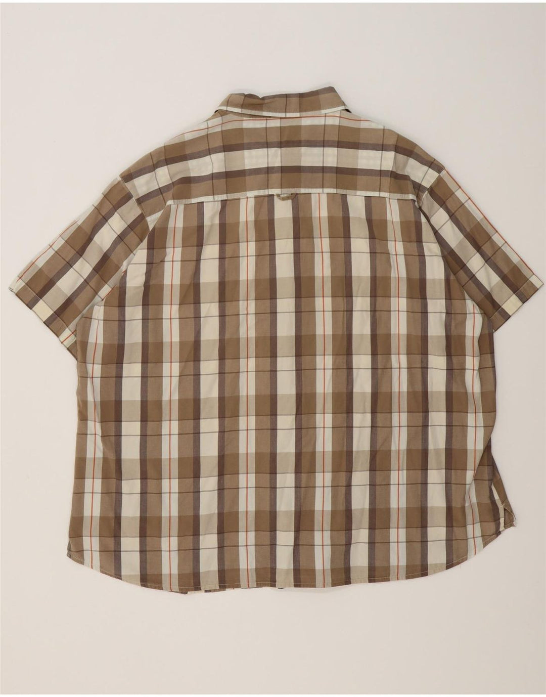 Zwierzę Męska koszula z krótkim rękawem 2XL, brązowa, bawełniana krata