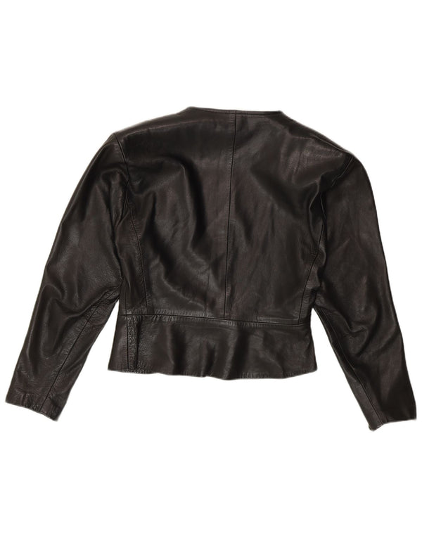 Vintage Womens Leather Bolero Jacket UK 12 Medium Black