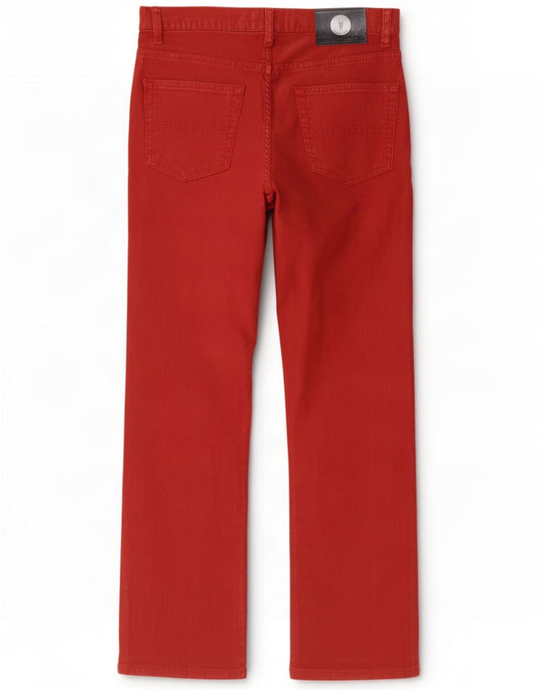 Trussardi Mens Straight Corduroy Trousers W30 L29 Red Cotton
