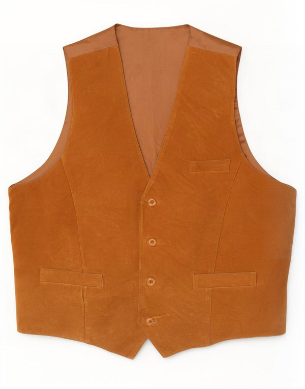 Vintage męska wąska zamszowa kamizelka UK 48 4XL beżowa skóra