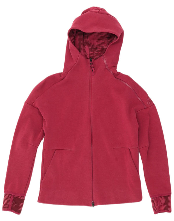 Damski sweter z kapturem i zamkiem błyskawicznym Adidas UK 14 Medium Burgundy Pinstripe