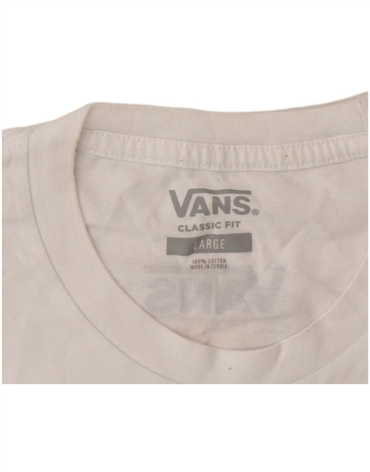 Męski T-shirt Vans o klasycznym kroju z grafiką, duży, duży, biały, bawełniany