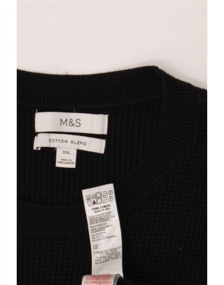 Marks & Spencer Męski sweter z okrągłym dekoltem, 3XL, czarny, bawełniany