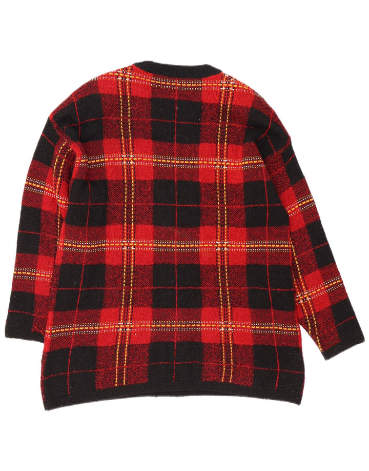 Marks & Spencer Damski sweter z okrągłym dekoltem, UK 16, duża czerwona kratka