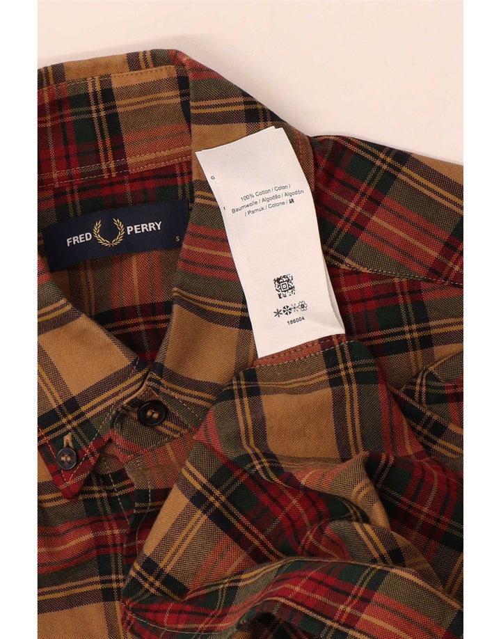 Koszula męska Fred Perry w małą brązową kratę, bawełniana