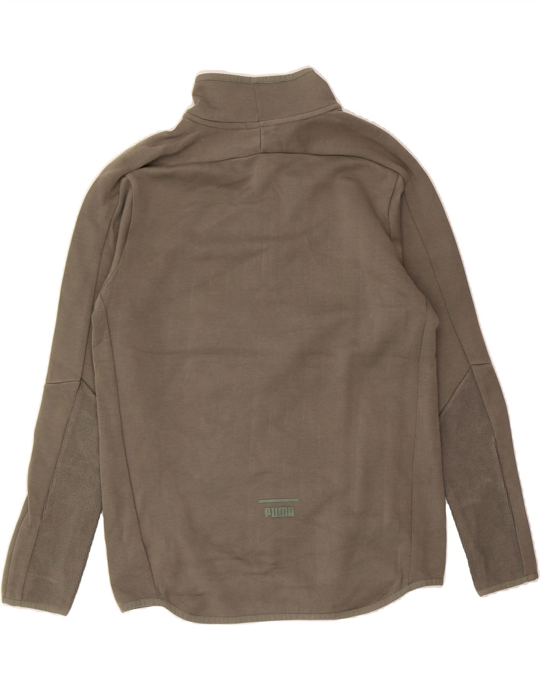 PUMA Mens Zip Neck Sweatshirt Jumper Small Khaki Cotton Vintage Puma and Second-Hand Puma from Messina Hembry 