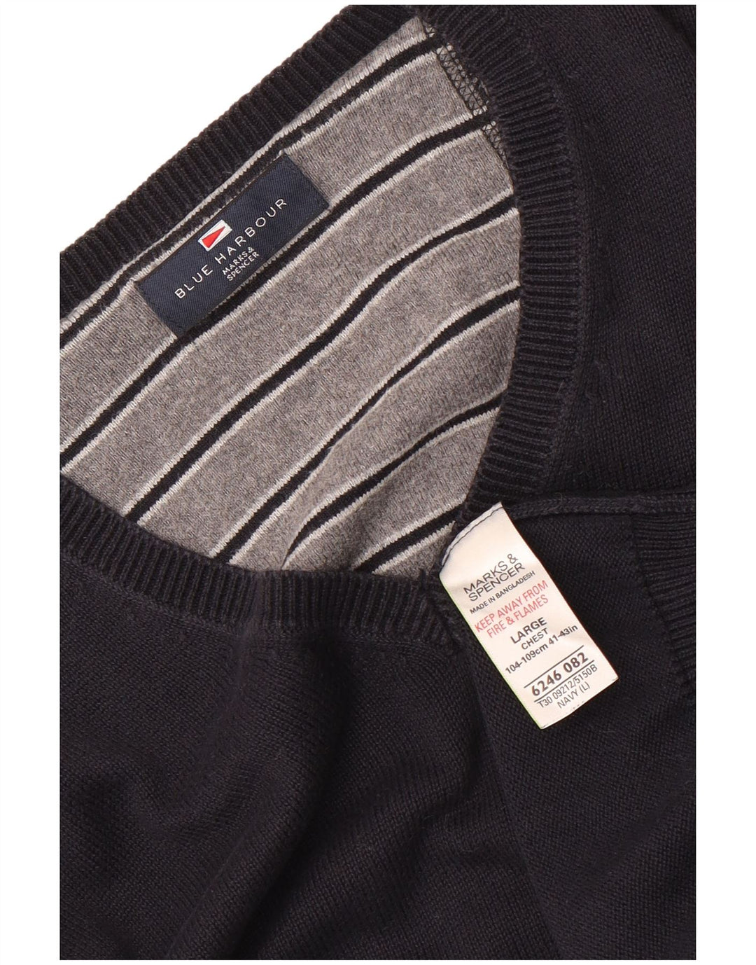 Męski sweter Marks & Spencer Blue Harbor z dekoltem w kształcie litery V, duży, granatowy