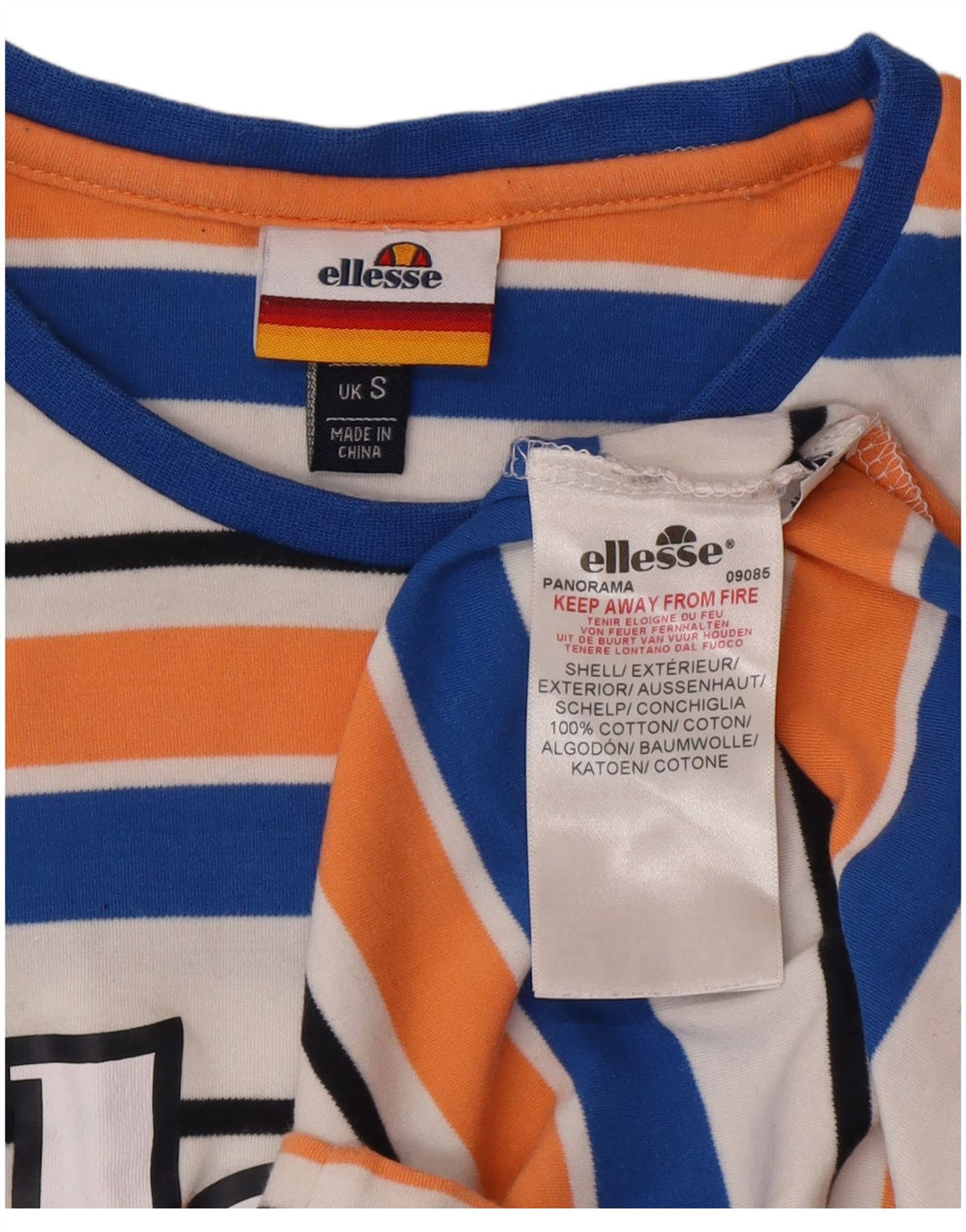 Męski T-shirt z grafiką Ellesse, mały, wielokolorowy, bawełniany w paski