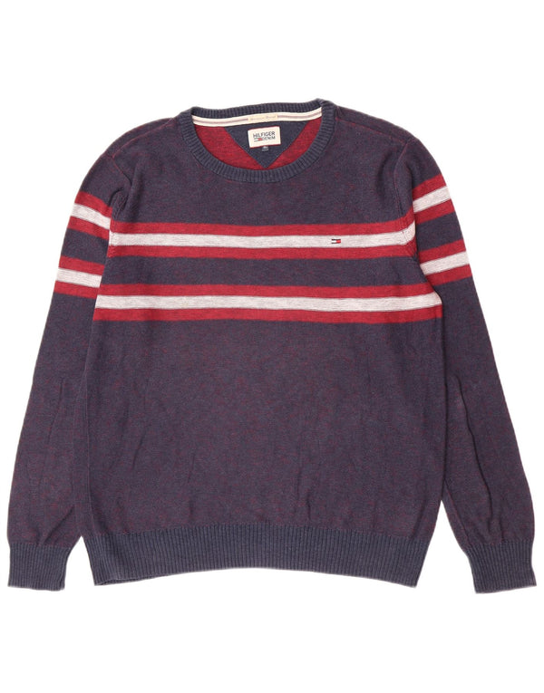 Tommy Hilfiger Chłopięcy sweter z okrągłym dekoltem 14-15 lat XL Niebieskie paski