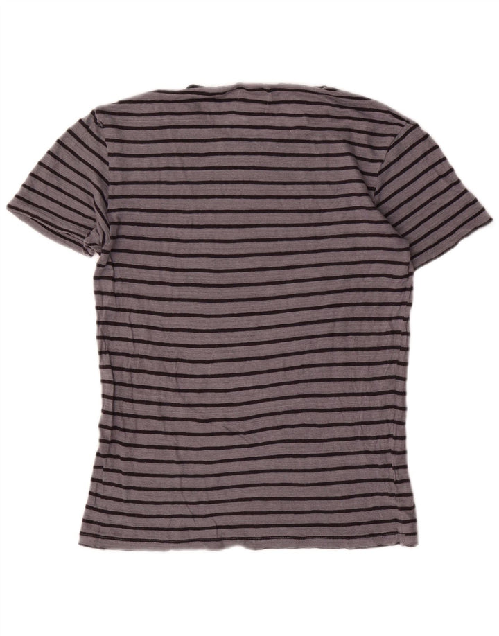 T-shirt męski Zara, lniany, w średnie szare paski