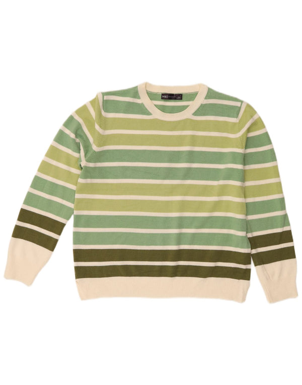 Marks & Spencer Damski sweter z okrągłym dekoltem, UK 14, duże, zielone paski