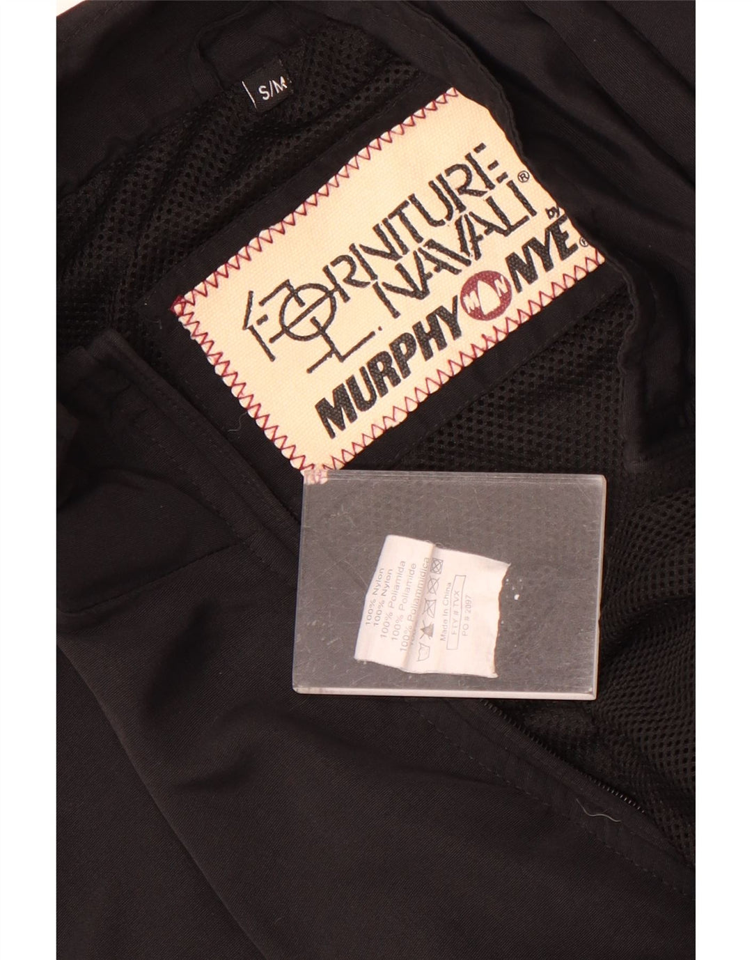 Męska kurtka przeciwdeszczowa Murphy & Nye Graphic UK 36, mały czarny nylon w bloki kolorów
