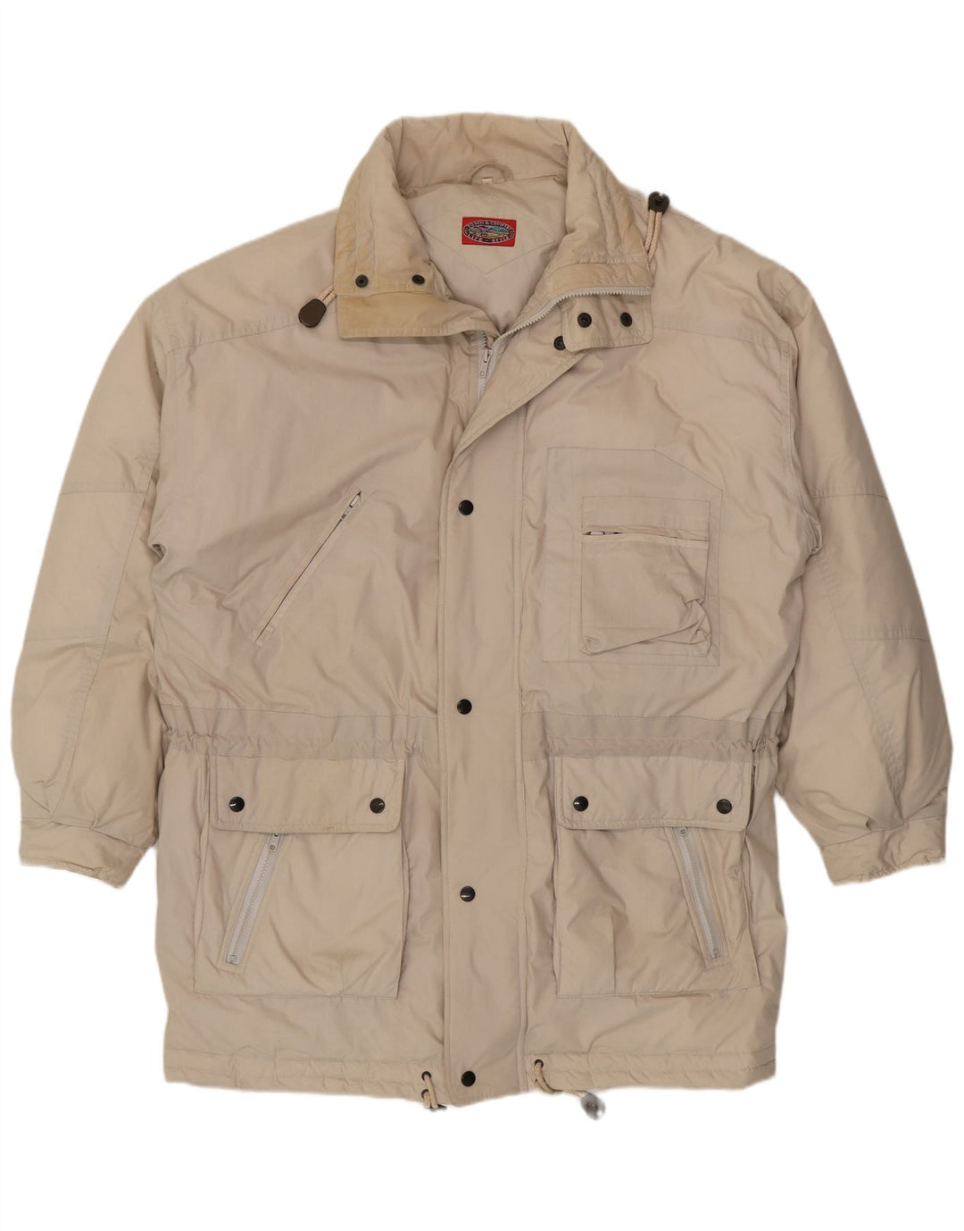 Vintage męski płaszcz ocieplany UK 42 XL, beżowy